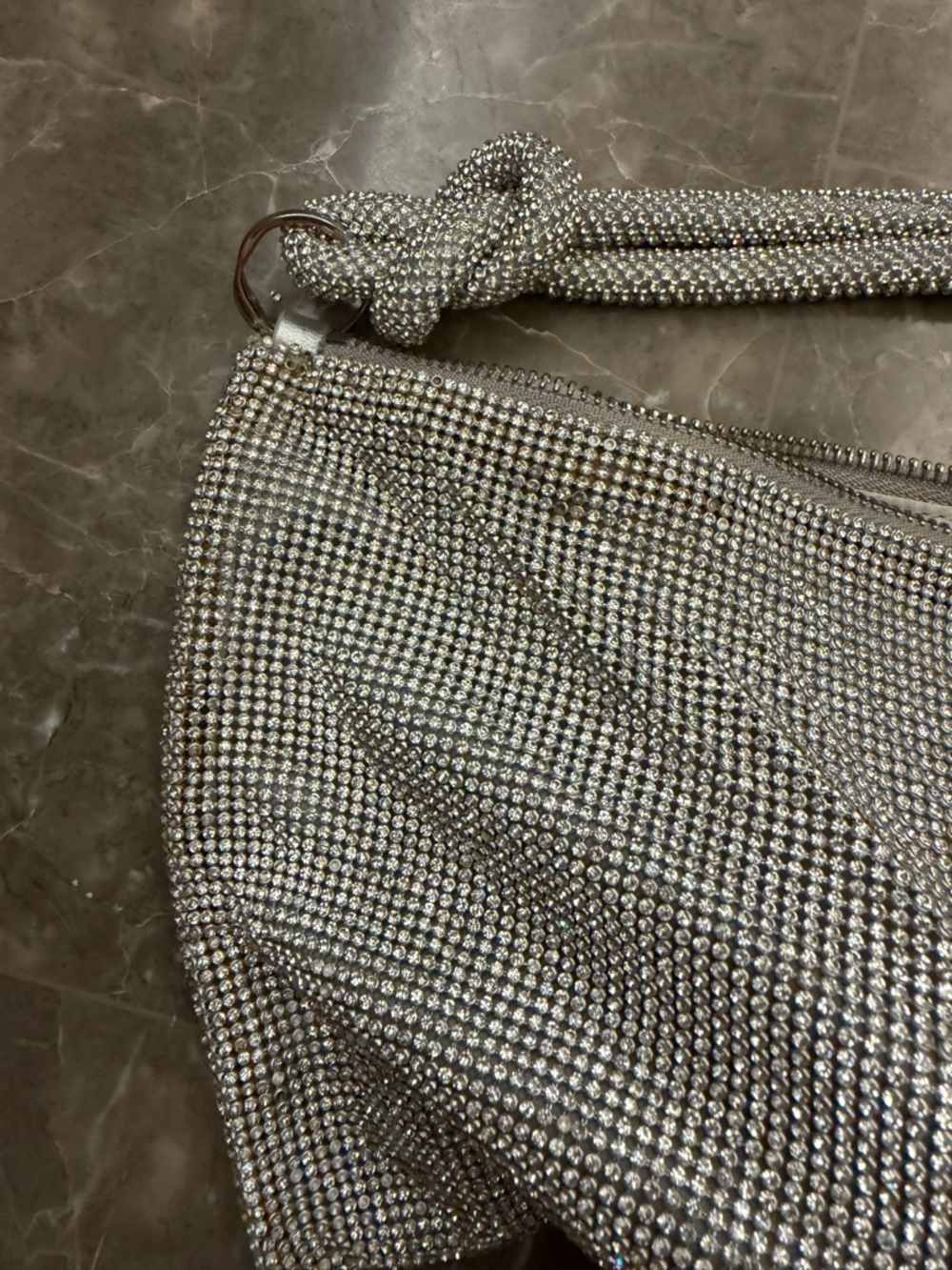 Silver Crystal Mesh Shoulder Bag - Elegant Evening Accessory - Picture 10 of 16